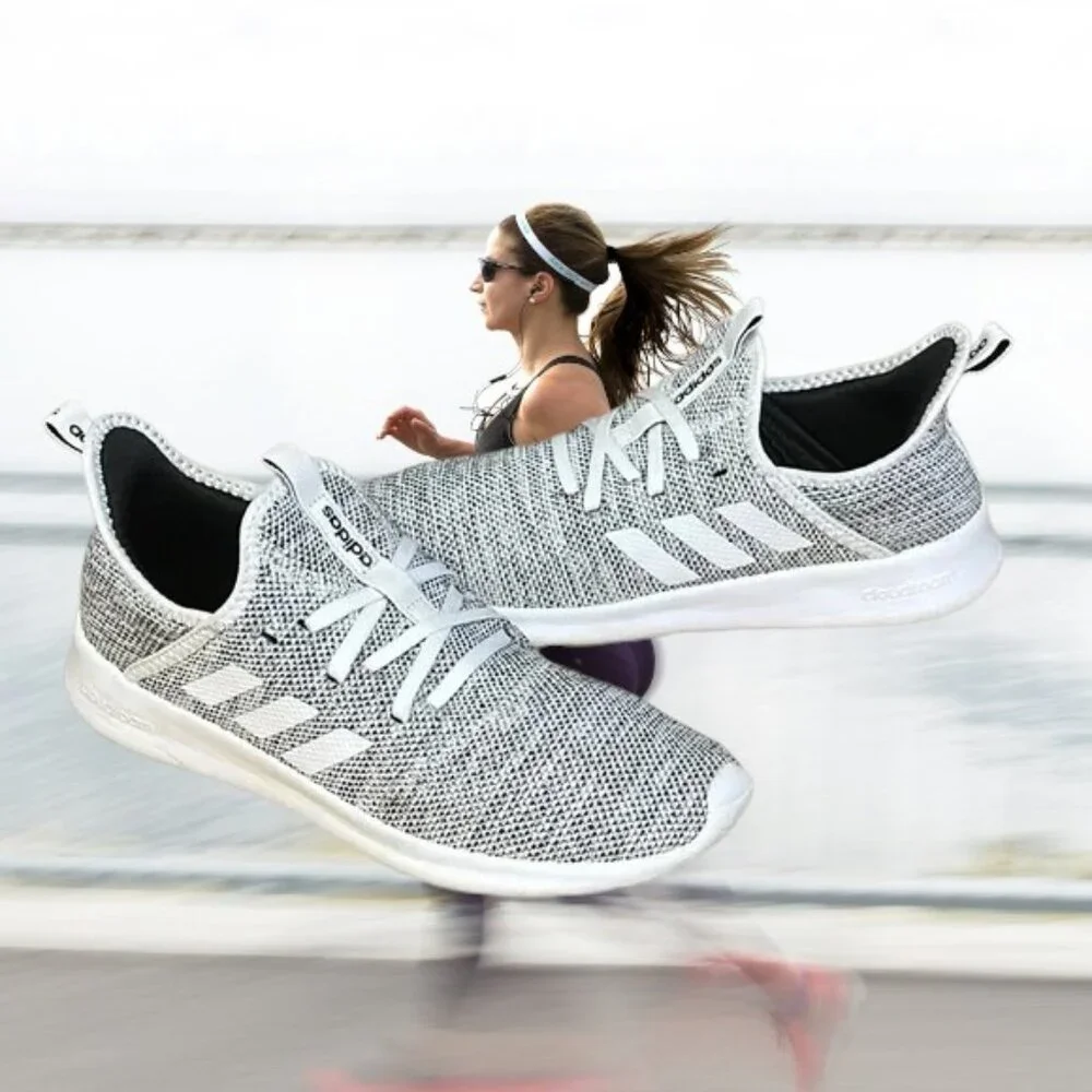 Adidas CloudFoam White-Black Pure Running Jogging Walking Shoes Women's Size 8.5